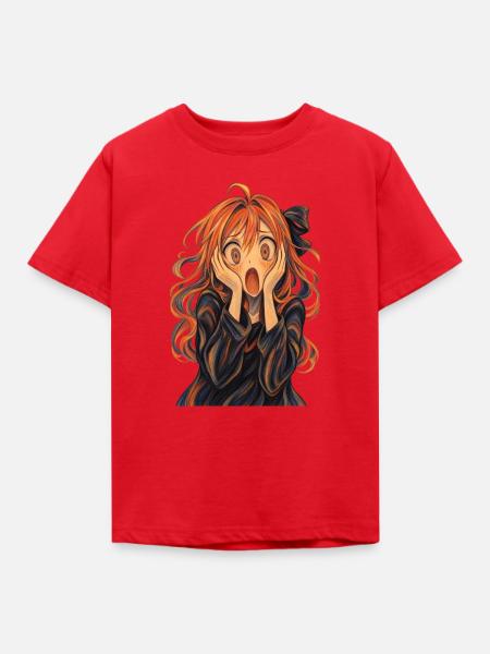 Der Schrei im Anime-Stil - Kinder T-Shirt - Rot