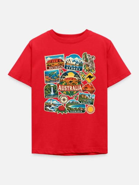 Australien Reisesticker - Kinder T-Shirt - Rot