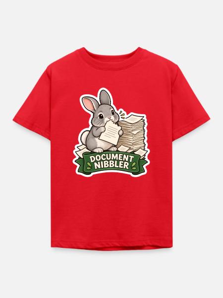 Dokumentnager Häschen mit Papierstapeln - Kinder T-Shirt - Rot
