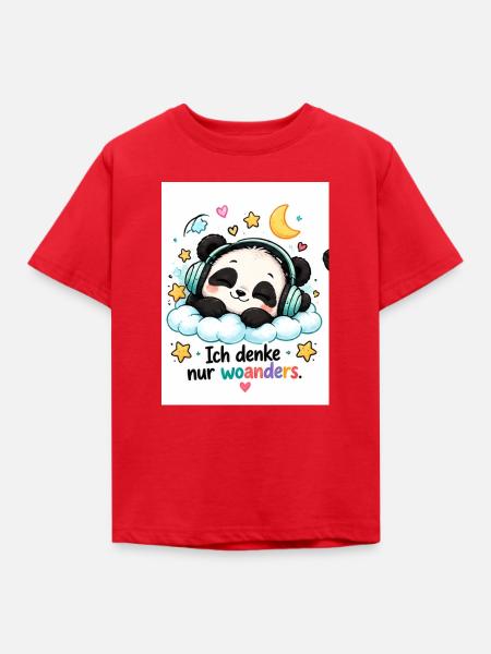 Panda Traum mit Kopfhörern - Kinder T-Shirt - Rot