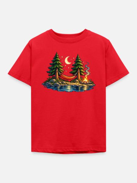 Moonlight Hammock – Auszeit unter Sternen - Kinder T-Shirt - Rot