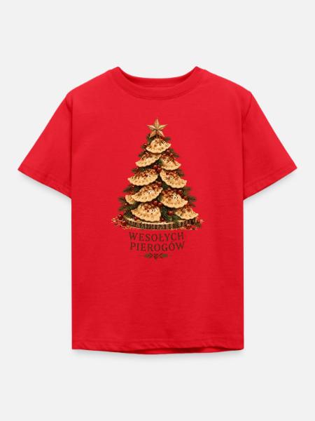 Wesołych Pierogów polnisches Weihnachtsbaumdesign - Kinder T-Shirt - Rot