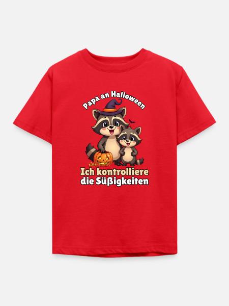Papa an Halloween kontrolliert Süßigkeiten - Kinder T-Shirt - Rot