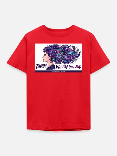 Kosmische Blüten im Haar - Kinder T-Shirt - Rot
