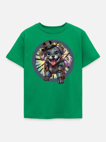 Mecha Hund Rostig und Verschmutzt - Kinder T-Shirt - Kelly Green