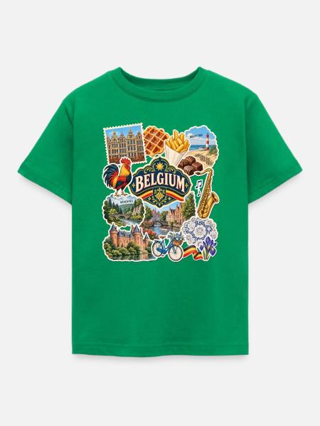 Belgien Reisesticker - Kinder T-Shirt - Kelly Green
