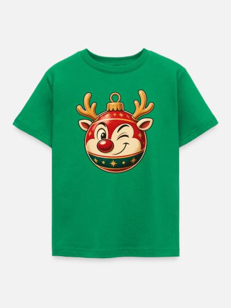 Fröhliches Rentier-Ornament - Kinder T-Shirt - Kelly Green