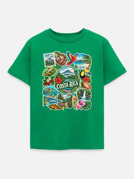 Costa Rica Reisesticker - Kinder T-Shirt - Kelly Green