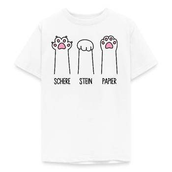 Schere Stein Papier Katze Pfote Spiel Katzenpfoten - Teenager T-Shirt - Weiß - Vorne - AI Model Teenager Male dark (155cm)