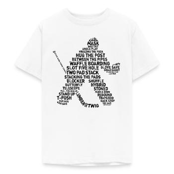 Goalie Lingo - Grunge Text-Version (Schwarzdruck) - Teenager T-Shirt - Weiß - Vorne - AI Model Teenager Male dark (155cm)