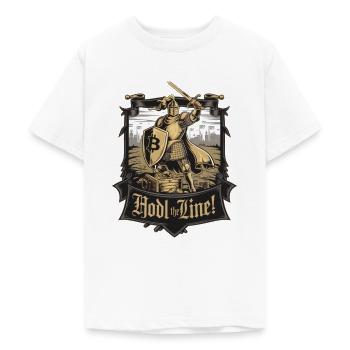 Hodl The Line! - Teenage T-Shirt - white - Front - AI Model Teenager Male dark (155cm)