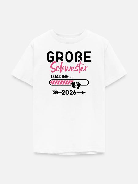 Große Schwester Loading 2026 Spruch - Teenager T-Shirt - Weiß