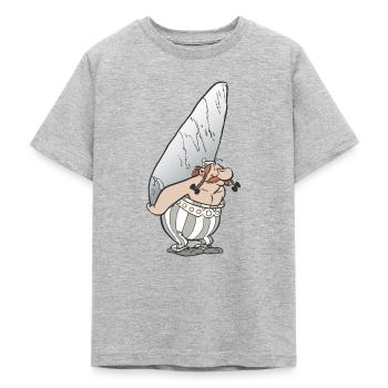 Asterix & Obelix - Obelix with stone - Teenage T-Shirt - heather grey - Front - AI Model Teenager Male dark (155cm)
