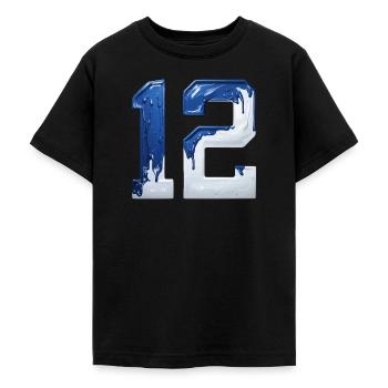 NR. 12 NUMMER 12 BLAU WEIß 12. GEBURTSTAG - Teenager T-Shirt - Schwarz - Vorne - AI Model Teenager Male light (155cm)