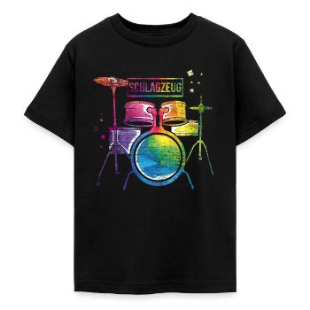 Rhythmischer Schlagzeuger Liveauftritt - Teenager T-Shirt - Schwarz - Vorne - AI Model Teenager Male light (155cm)