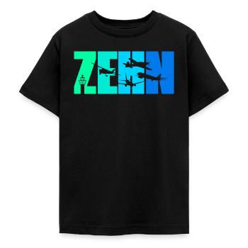 10. Geburtstag Junge 10 Jahre Flugzeug Flugzeuge - Teenager T-Shirt - Schwarz - Vorne - AI Model Teenager Male light (155cm)