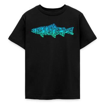 Forelle Angeln Fisch farbig Forellen Angler - Teenager T-Shirt - Schwarz - Vorne - AI Model Teenager Male light (155cm)