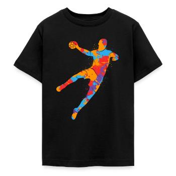 Handballspieler bunter Handballer Jungen Handball - Teenager T-Shirt - Schwarz - Vorne - AI Model Teenager Male light (155cm)