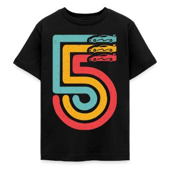 5. Geburtstag Rennwagen 5 Jahre alt Rennauto - Teenager T-Shirt - Schwarz - Vorne - AI Model Teenager Male light (155cm)