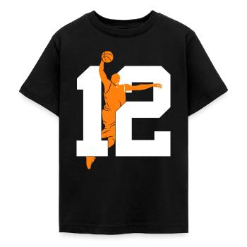 NUMMER 12 BASKETBALL 12. GEBURTSTAG - Teenager T-Shirt - Schwarz - Vorne - AI Model Teenager Male light (155cm)
