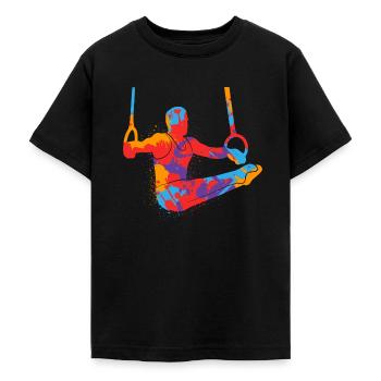 Bunter Turner Gymnastik Ringeturnen Jungen Turnen - Teenager T-Shirt - Schwarz - Vorne - AI Model Teenager Male light (155cm)