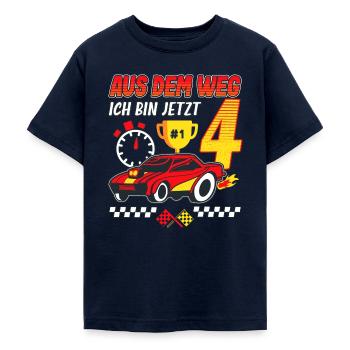 4. Geburtstag Rennwagen 4 Jahre alt Rennfahrer - Teenager T-Shirt - Navy - Vorne - AI Model Teenager Male light (155cm)
