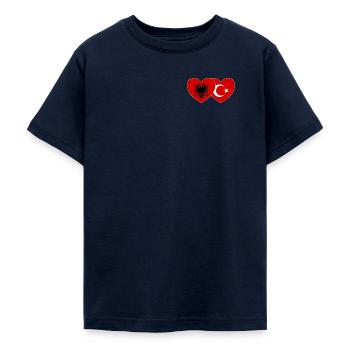 Albanien Türkei Flagge Herz - Teenager T-Shirt - Navy - Vorne - AI Model Teenager Male light (155cm)