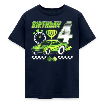 4. Geburtstag Rennwagen 4 Jahre alt Rennfahrer - Teenager T-Shirt - Navy - Vorne - AI Model Teenager Male light (155cm)