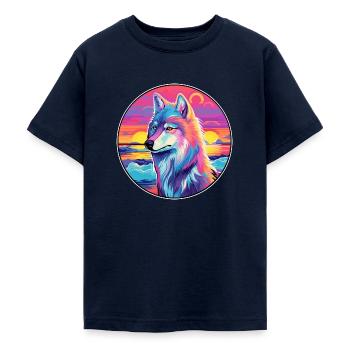 Arktischer Wolf Bunte Aquarell-Karikatur Kawaii Haustier - Teenager T-Shirt - Navy - Vorne - AI Model Teenager Male light (155cm)