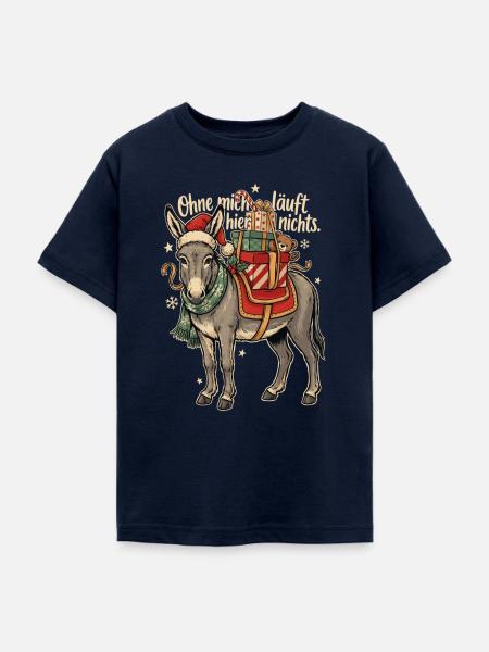 Weihnachtsesel mit Nikolausmütze - Teenager T-Shirt - Navy