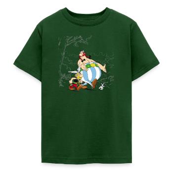 Asterix & Obelix Dogmatix Taking A Walk - Teenage T-Shirt - forest green - Front - AI Model Teenager Male light (155cm)