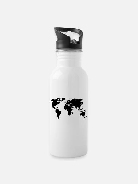 Welt - Trinkflasche mit integriertem Trinkhalm - Weiß