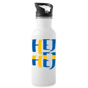 SCHWEDEN HEJ HEJ SCHWEDISCH - Trinkflasche mit integriertem Trinkhalm - Weiß - Rechts