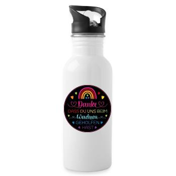 Danke dass Du uns beim Wachsen geholfen hast - Trinkflasche mit integriertem Trinkhalm - Weiß - Rechts