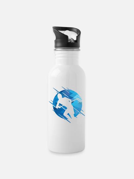 Floorball Unihockey Floorball Spieler - Trinkflasche mit integriertem Trinkhalm - Weiß