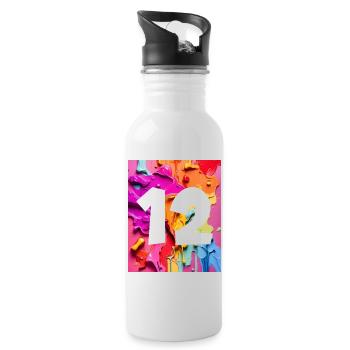 NON. 12 NUMÉRO 12 COLORÉ 12E ANNIVERSAIRE - Gourde avec paille intégrée - blanc - Droite