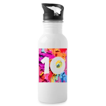 NON. 10 NUMÉRO 10 COLORÉ 10E ANNIVERSAIRE - Gourde avec paille intégrée - blanc - Droite