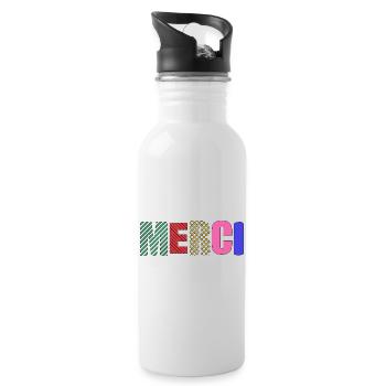 Vielen Dank - Trinkflasche mit integriertem Trinkhalm - Weiß - Rechts