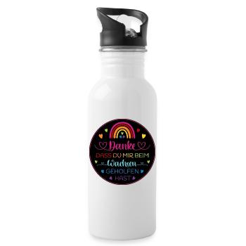 Danke dass Du mir beim Wachsen geholfen hast - Trinkflasche mit integriertem Trinkhalm - Weiß - Rechts