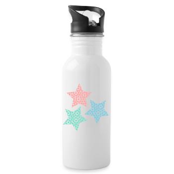 STERN. STERNE. STERN. STERNE. FEST. JAHRESTAG - Trinkflasche mit integriertem Trinkhalm - Weiß - Rechts
