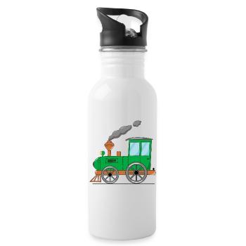 Kinderzug Eisenbahn grün - Trinkflasche mit integriertem Trinkhalm - Weiß - Rechts