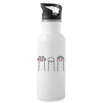 Ciseaux Pierre Papier Patte Patte Jeu Patte Cat Pattes - Gourde avec paille intégrée - blanc - Droite