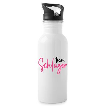 Team Schlager - Schlagerparty - Schlagermusik - Trinkflasche mit integriertem Trinkhalm - Weiß - Rechts
