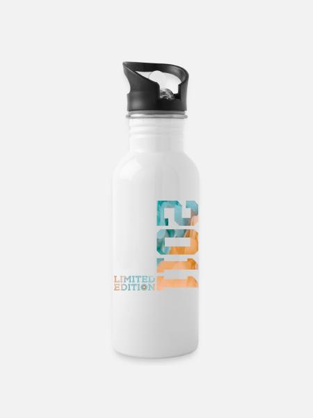 15. GEBURTSTAG LIMITED EDITION 2011 - Trinkflasche mit integriertem Trinkhalm - Weiß