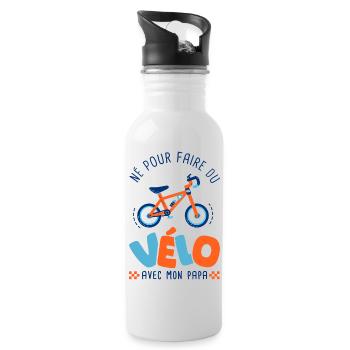 Né pour faire du vélo avec papa – Body Bébé Bio - Gourde avec paille intégrée - blanc - Droite