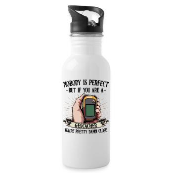 Personne n'est parfait Géocaching Geocacher Gift - Gourde avec paille intégrée - blanc - Droite
