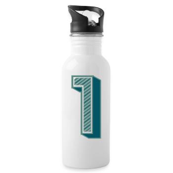 1. 1 JAHR. 1. JAHRESTAG - Trinkflasche mit integriertem Trinkhalm - Weiß - Rechts