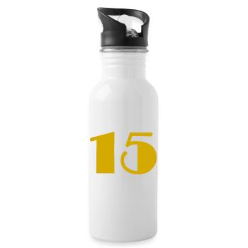 15. 15 YEARS. 15th ANNIVERSARY. 15 YEAR ANNIVERSARY. - Water bottle with straw - white - Right