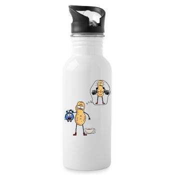Peanut Morning Grouch Early Bird Bodybuilder - Water bottle with straw - white - Right