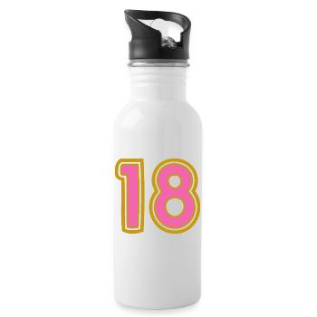 18. 18 YEARS OLD. 18th ANNIVERSARY - Water bottle with straw - white - Right